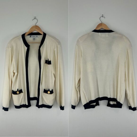 Vintage Chaus Black and Cream Wool Blend 3-Piece Knit Skirt Set - Picture 5 of 8